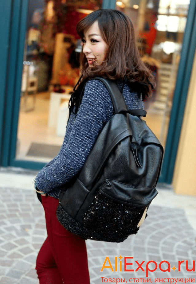 Черный женский рюкзак с паетками MAGIC UNION купить на Алиэкспресс